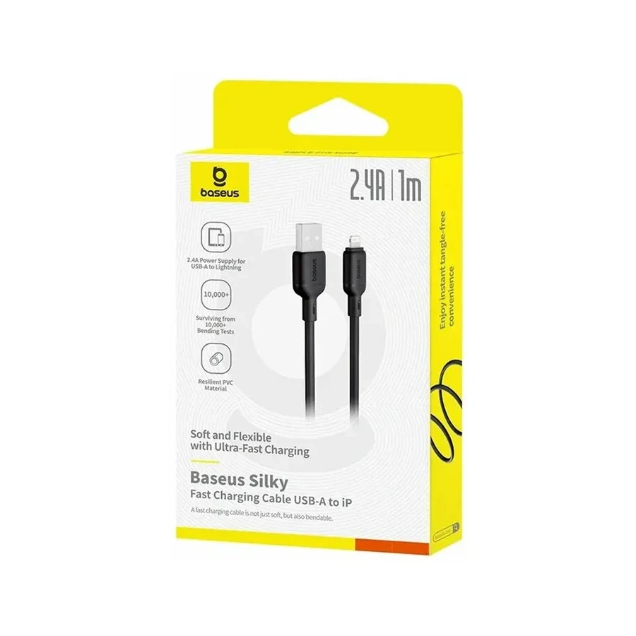 Кабель Baseus Silky USB-A to Lightning, 2.4A, 1м, черный — 3