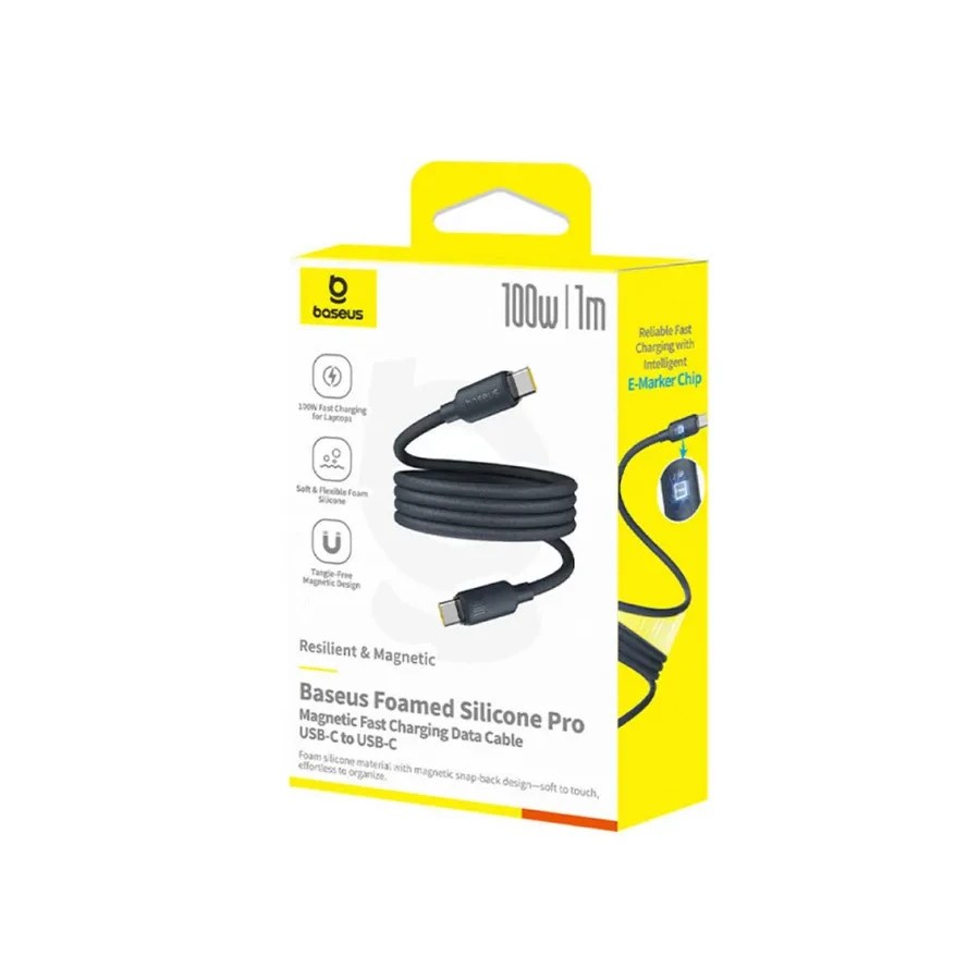 Кабель Baseus Foamed Silicone Pro Magnetic USB-C to USB-C, 100W, 1м, черный — 3