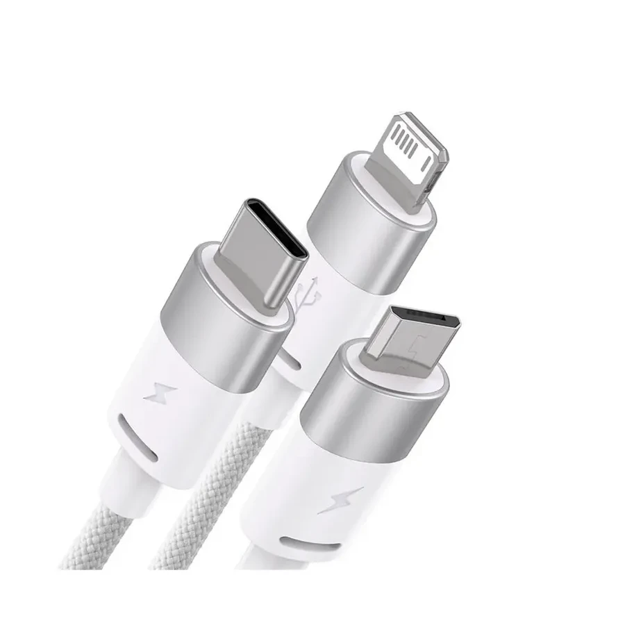 Кабель Baseus StarSpeed 1-for-3 USB-A to M+L+C, 3.5A, 1.2м, белый — 2