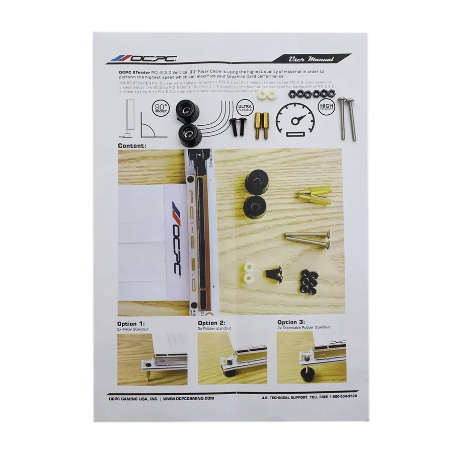 Cable (райзер), PCIe 3.0x16, OCPC XTENDER VERTICAl [OCXTP3RC9D250WH], 25cm white — 4