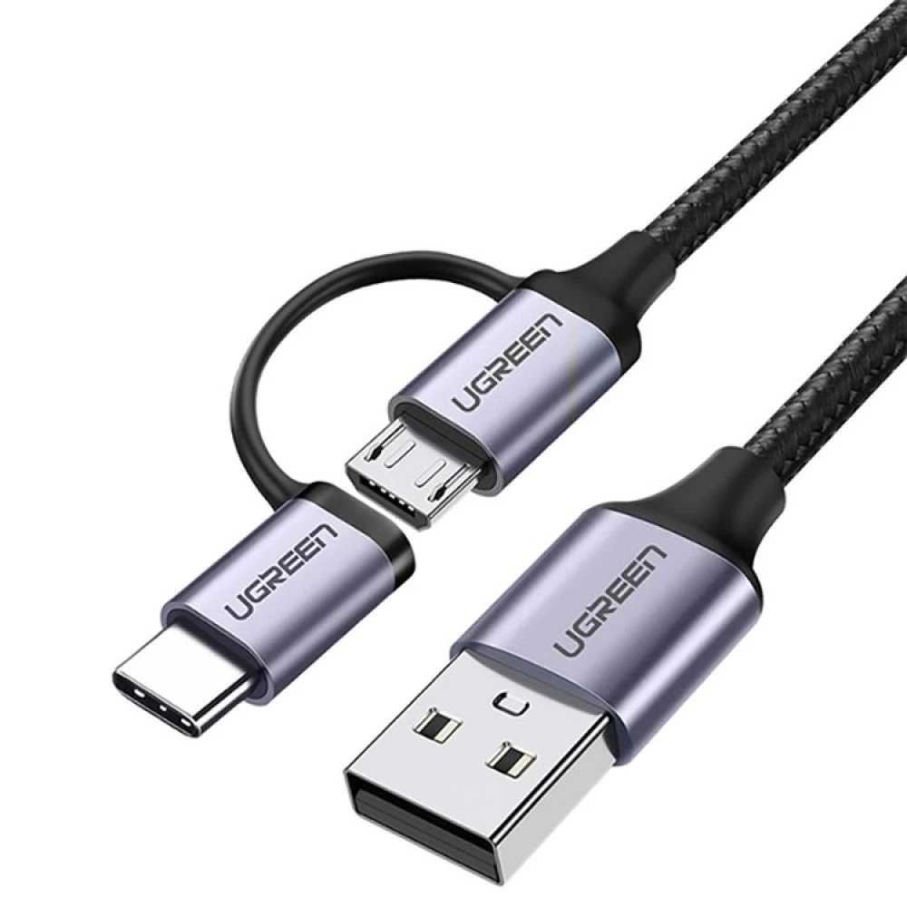 Кабель USB Type-C, Micro USB Ugreen 30875, 1m., Black, OEM