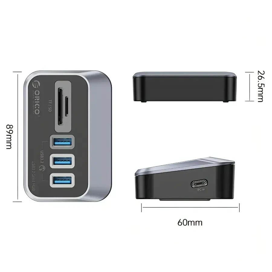 USB Хаб ORICO M3U3-3TS-05-BK-BP, USB-A x3, TF x1, SD x1 — 2