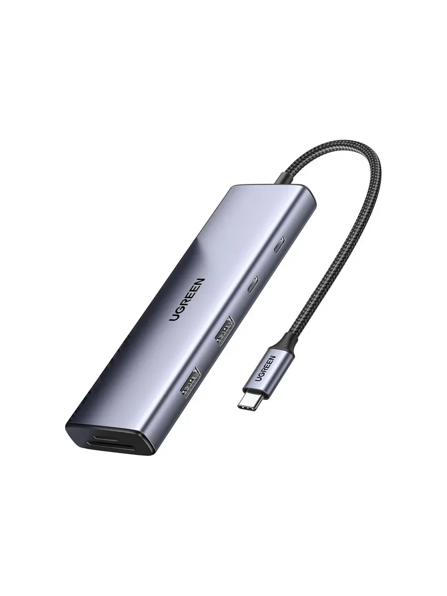 Конвертер Ugreen CM498 USB-C в 3 * USB 3.0 A/HDMI/VGA/RJ45/SD/TF/AUX3.5mm/PD/15601