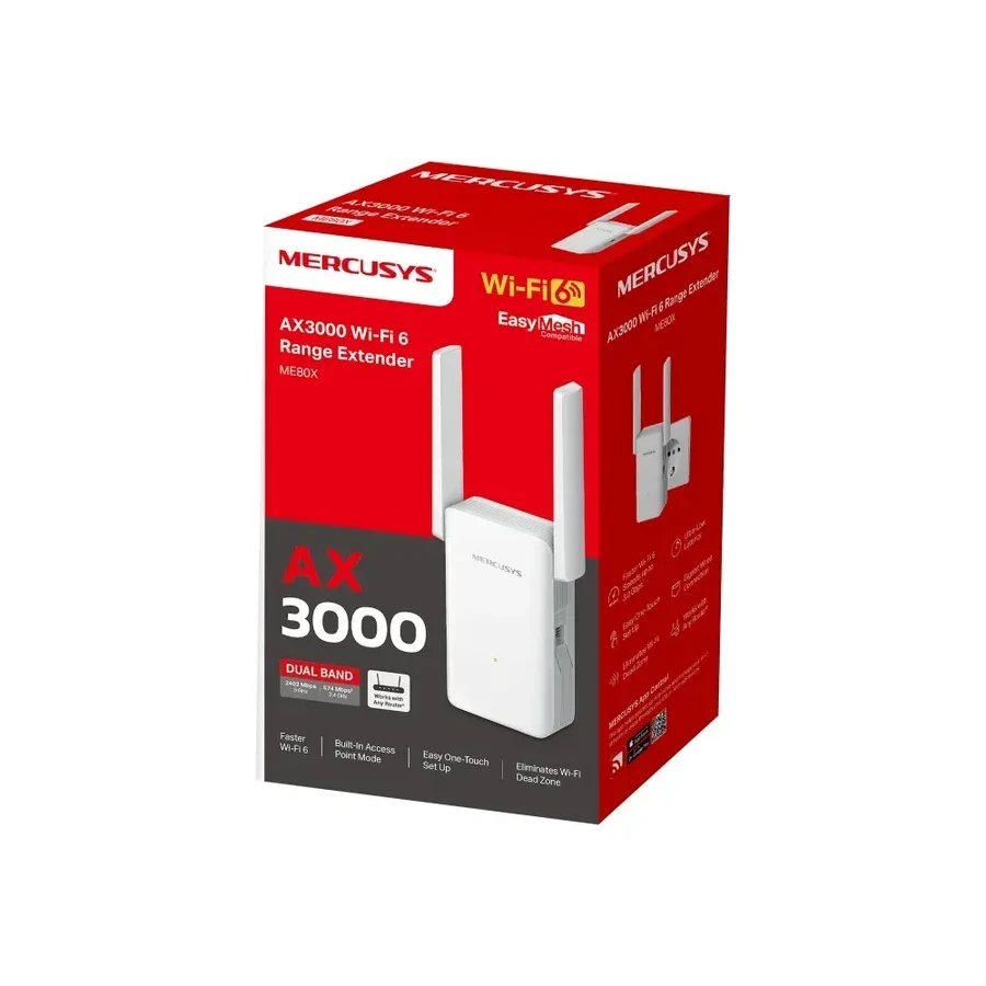 Повторитель Wi-Fi AX3000 Mercusys ME80X, Wi-Fi 6 — 2