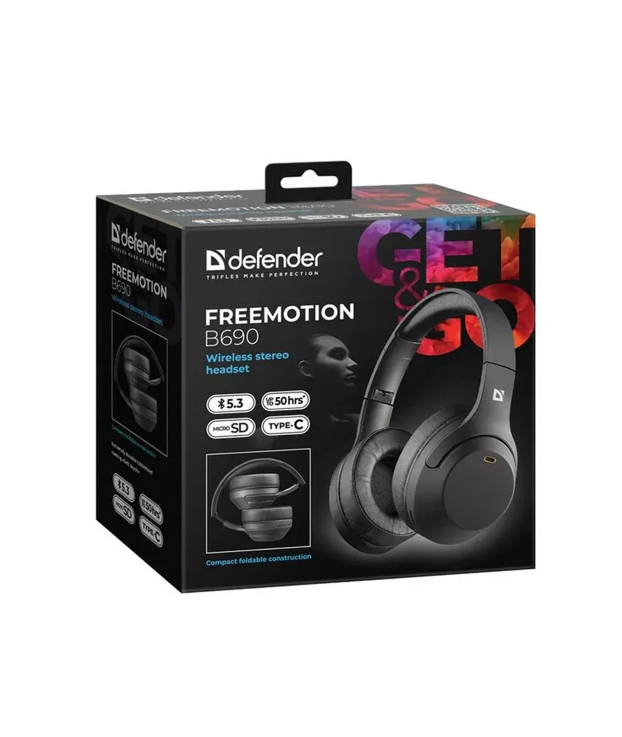 Наушники Defender FreeMotion B690, с микрофоном, чёрные — 3