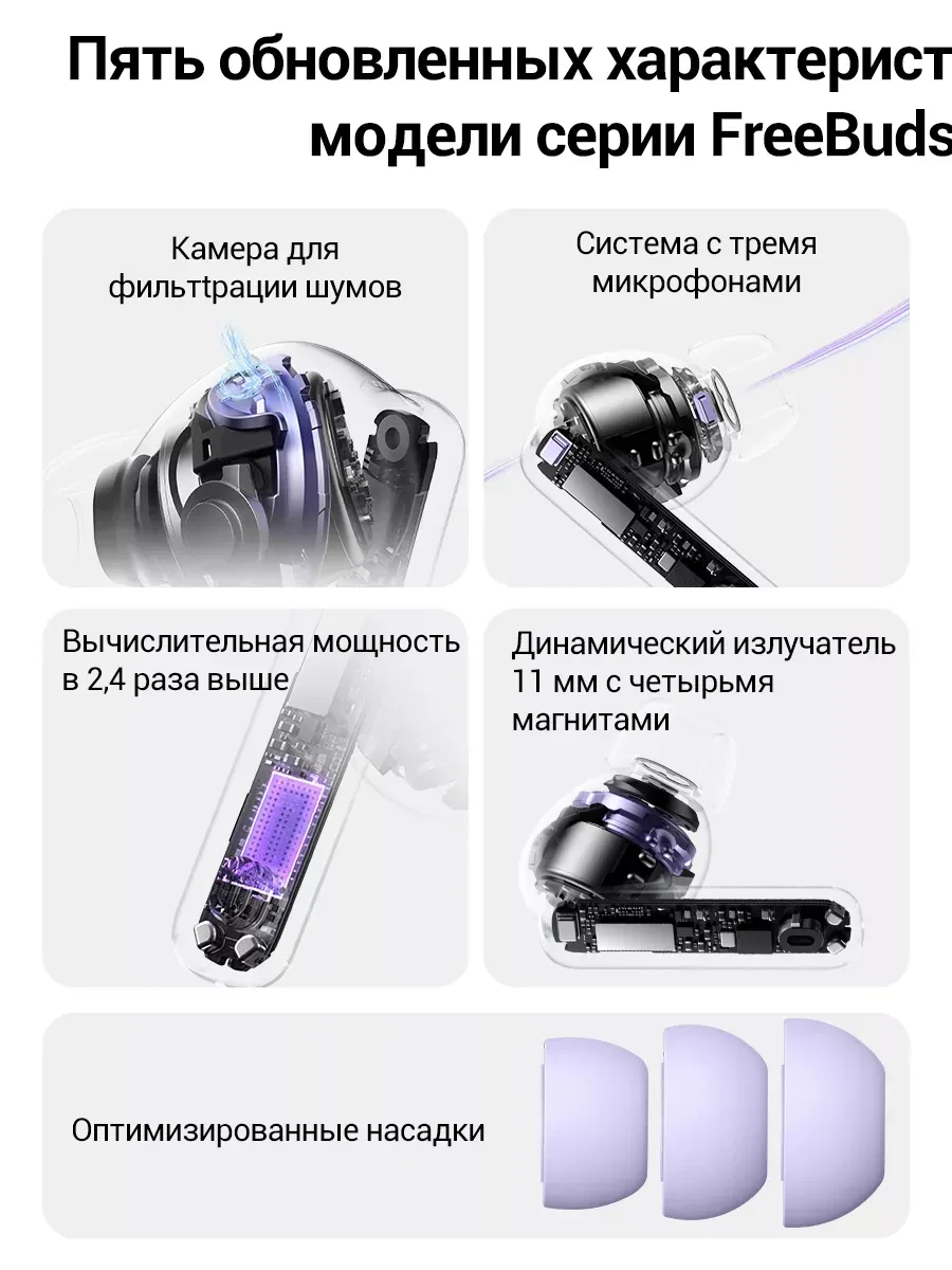 Наушники Huawei FreeBuds 6i, Bluetooth 5.3, Type-C, фиолетовые — 5