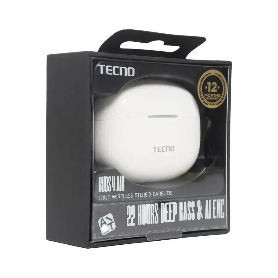 Наушники TECNO Buds 4 Air, Bluetooth 5.4, Type-C, белые — 3