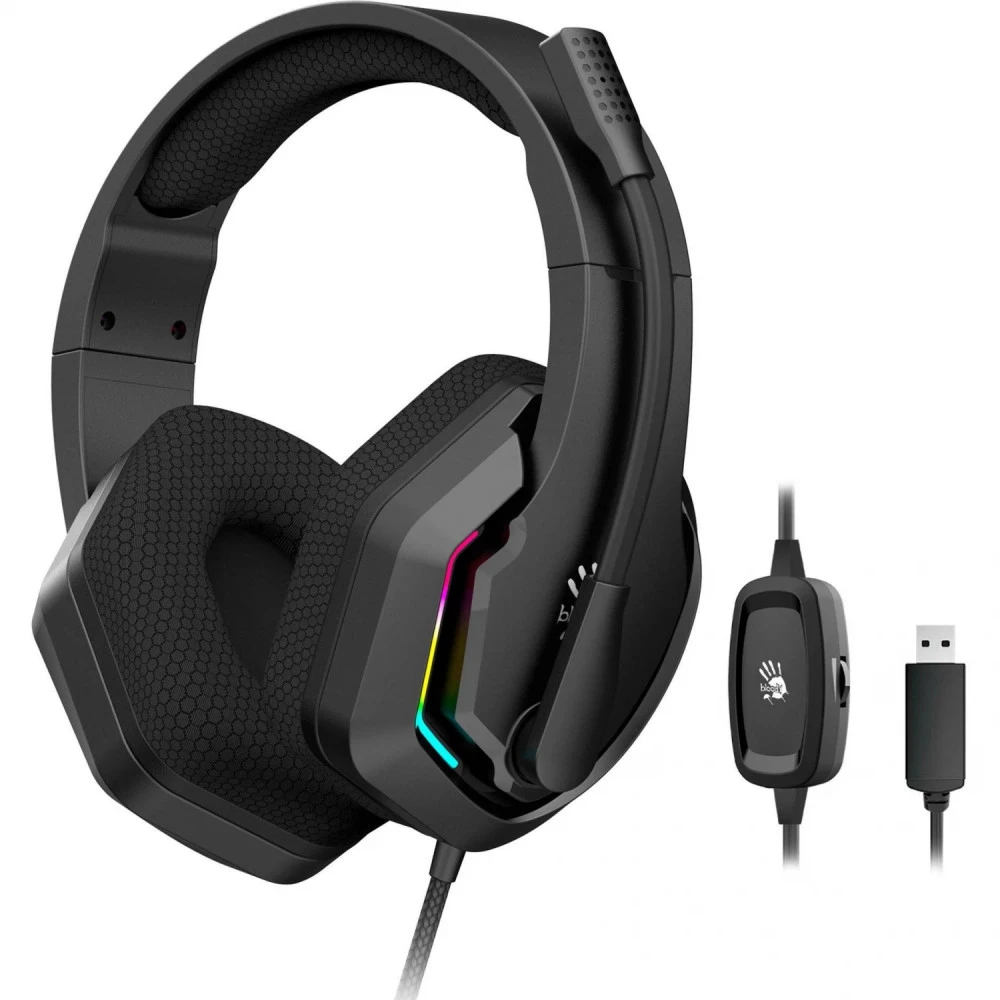 Игровые наушники Bloody G260p, черные, с микрофоном — 3