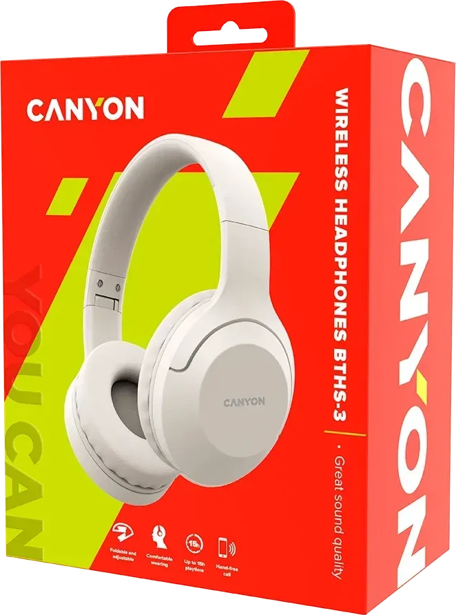 Наушники CANYON BTHS-3, Bluetooth, бежевые — 5