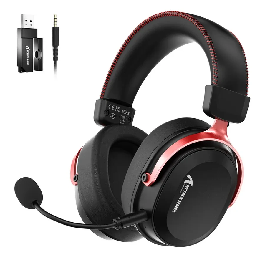 Игровые наушники Bluetooth headphone Attack Shark L30 PRO, BT/cable/USB-C, Black Red — 3