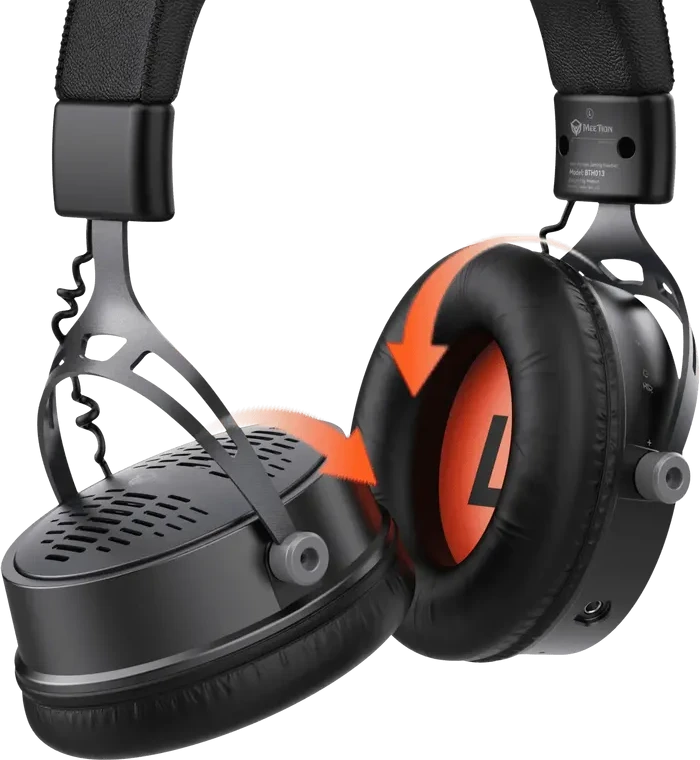 Гарнитура Meetion BTH013 Black, Wireless, 20~20,000Hz, 118±3dB, 50mm Drivers, 2.4G/BT5.3, 1200mAh — 2