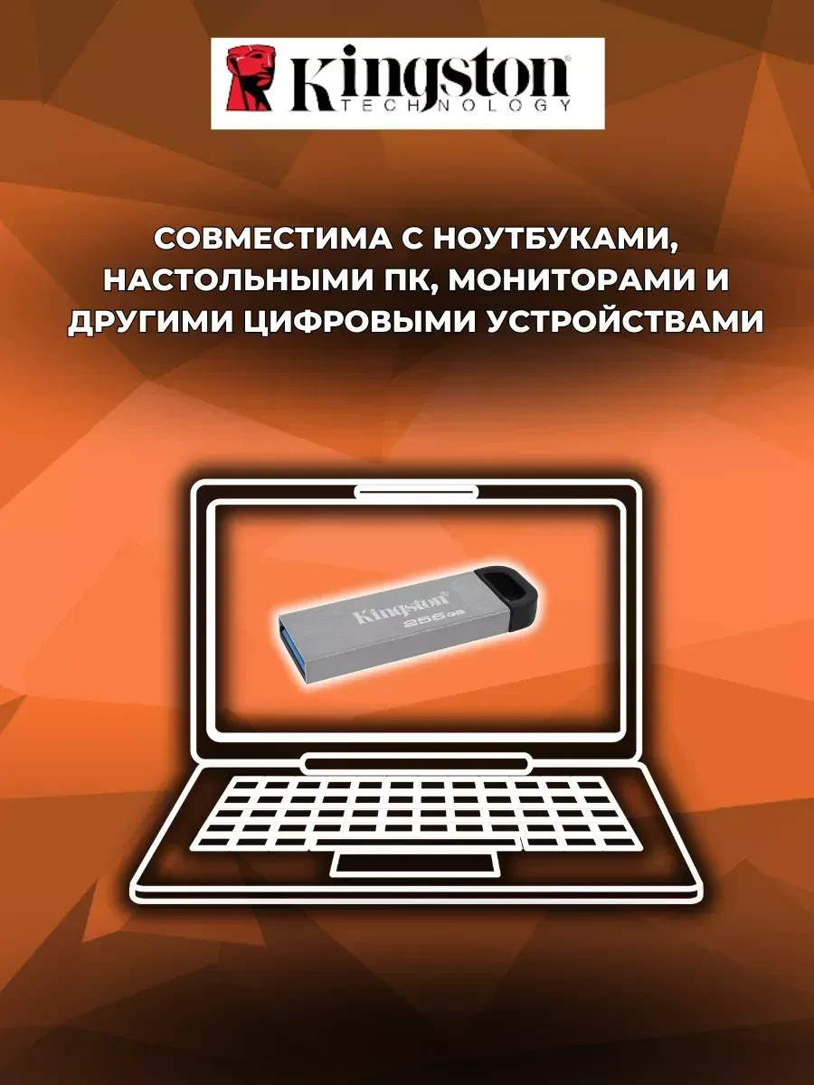 USB flash Kingston DTKN, 256GB, USB 3.2, серебристый — 2