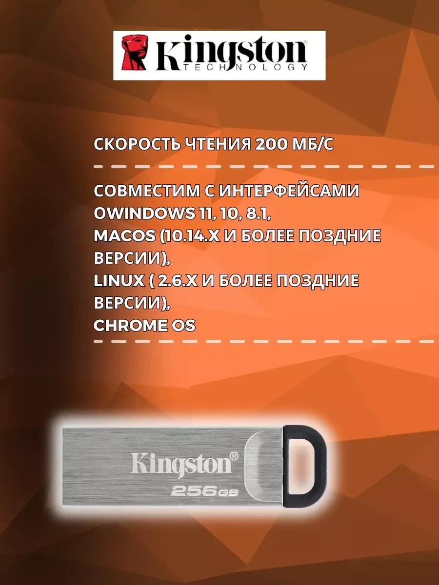 USB flash Kingston DTKN, 256GB, USB 3.2, серебристый — 3