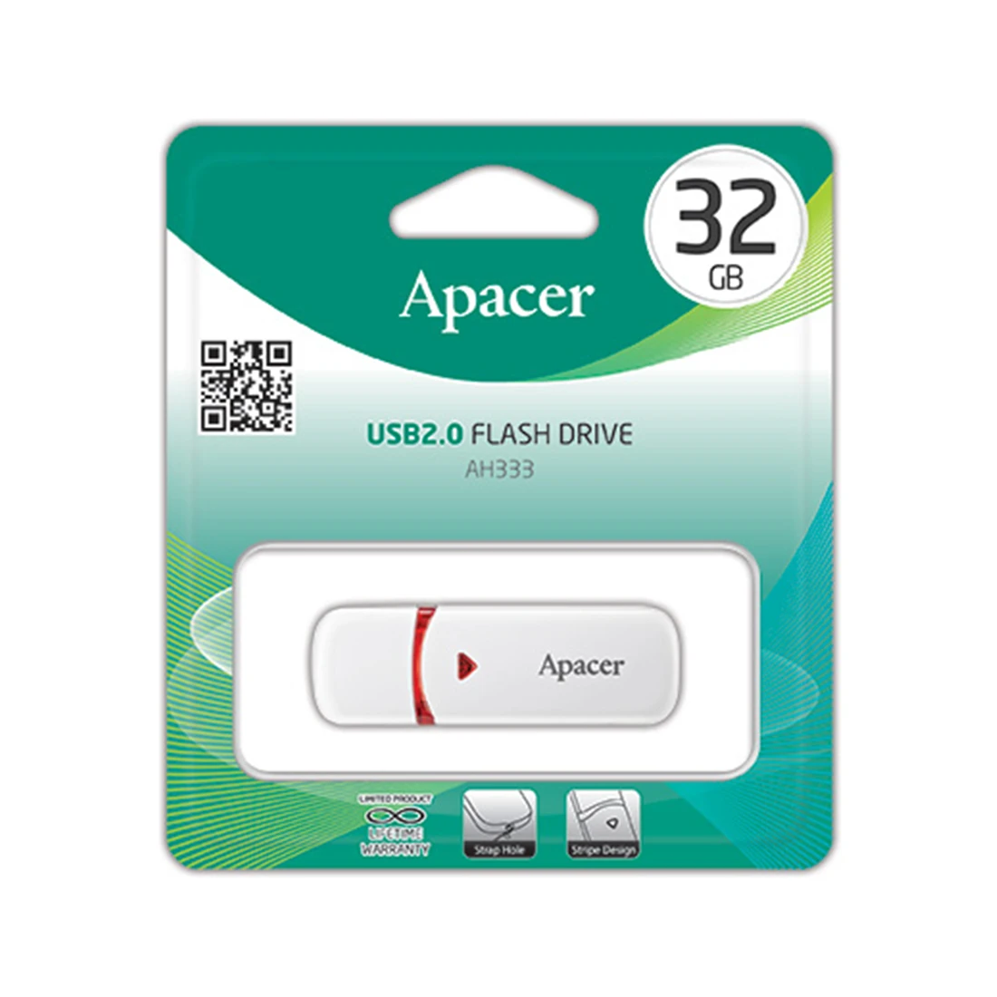 USB-накопитель Apacer AH333, 32GB, USB 2.0, белый — 4