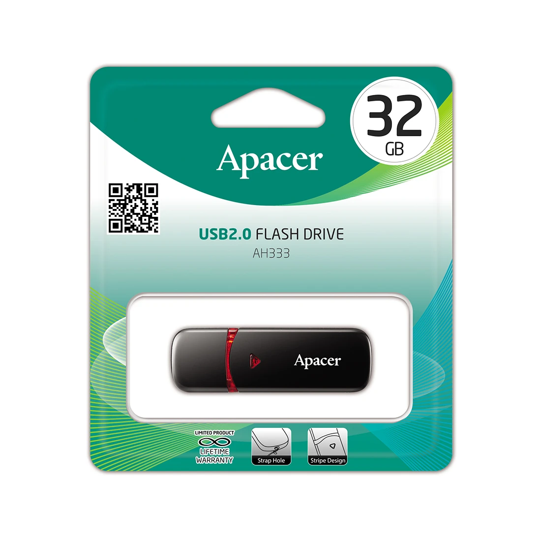 USB-накопитель Apacer AH333, 32GB, USB 2.0, чёрный — 3