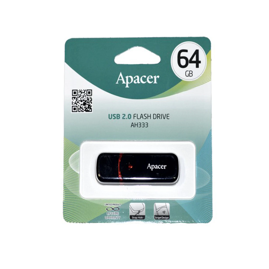 USB-накопитель Apacer AH333, 64GB, USB 2.0, чёрный — 3