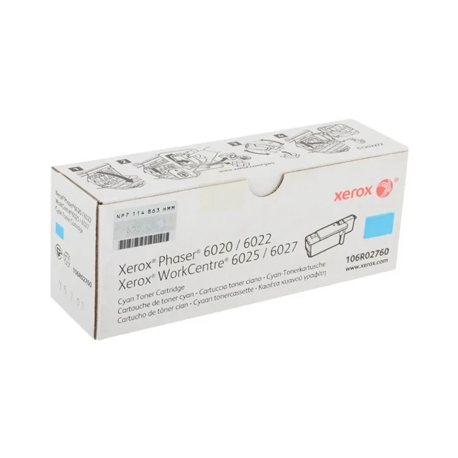 Тонер-картридж Xerox 106R02760, голубой, 1000 стр.