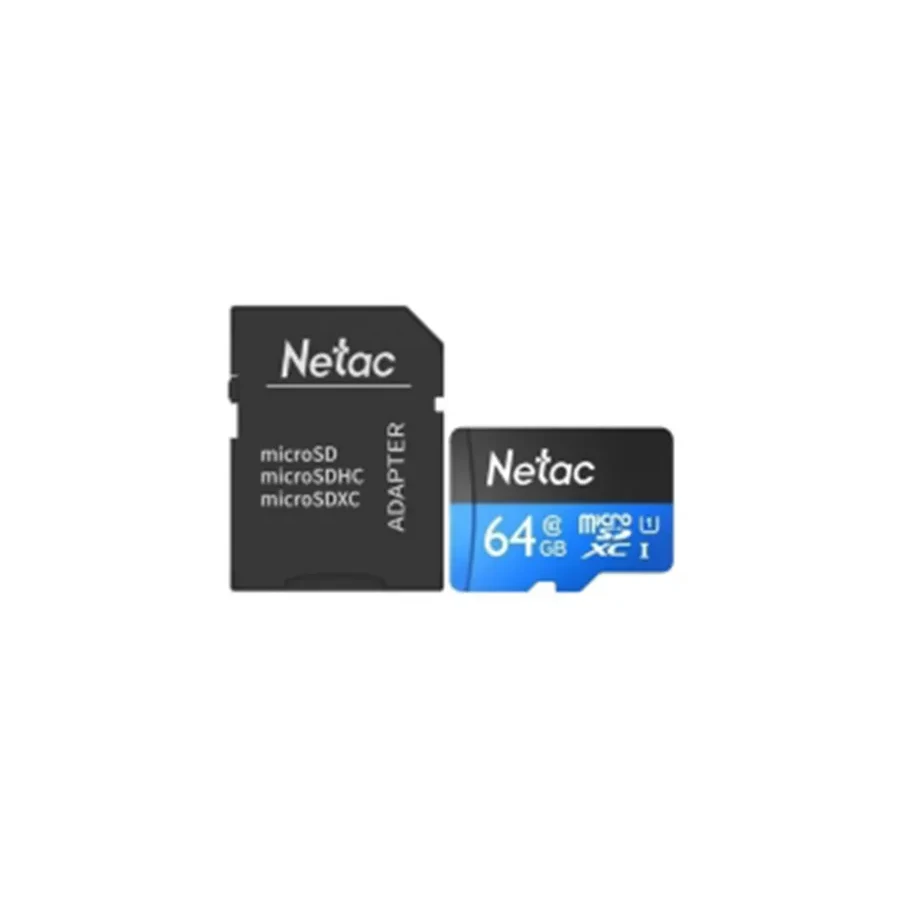 Карта памяти Netac MicroSDXC, 64GB, U1/C10, SD adapteri