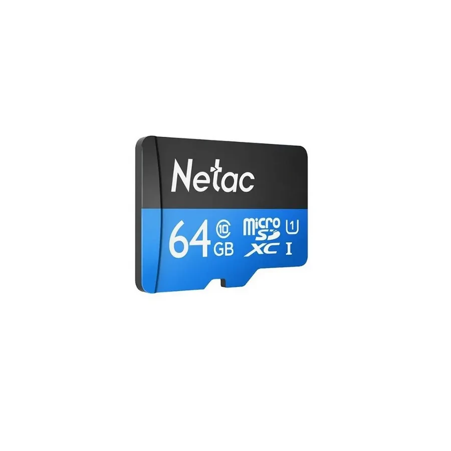 Карта памяти Netac MicroSDXC, 64GB, U1/C10, SD adapteri — 2