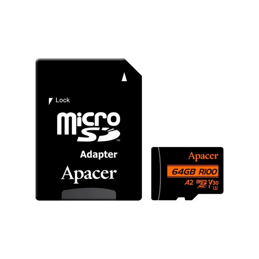 Карта памяти Apacer microSDXC 64GB, UHS-I U3 V30 A2, с адаптером SD — 2