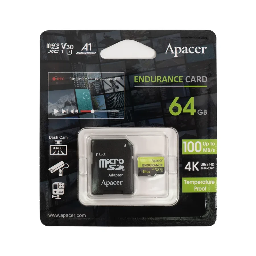 Карта памяти Apacer MicroSDXC, 64GB, SD adapteri