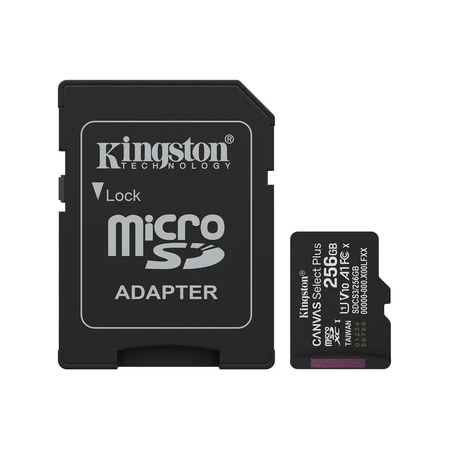 Карта памяти Micro SDXC 256Gb Kingston Canvas Select Plus, Class 10 UHS-I U1, адаптер — 5