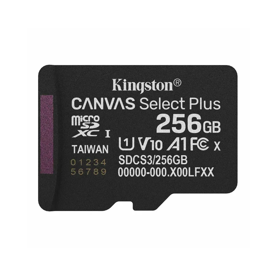 Карта памяти Micro SDXC 256Gb Kingston Canvas Select Plus, Class 10 UHS-I U1, адаптер — 3