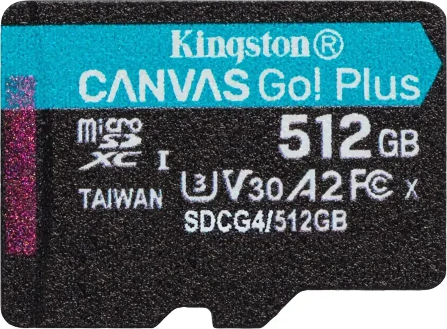 Карта памяти MicroSD, Kingston Canvas Go! Plus Gen4, 512GB, SDCG4/512GB, Class 10, UHS-I, R200/W160 — 2