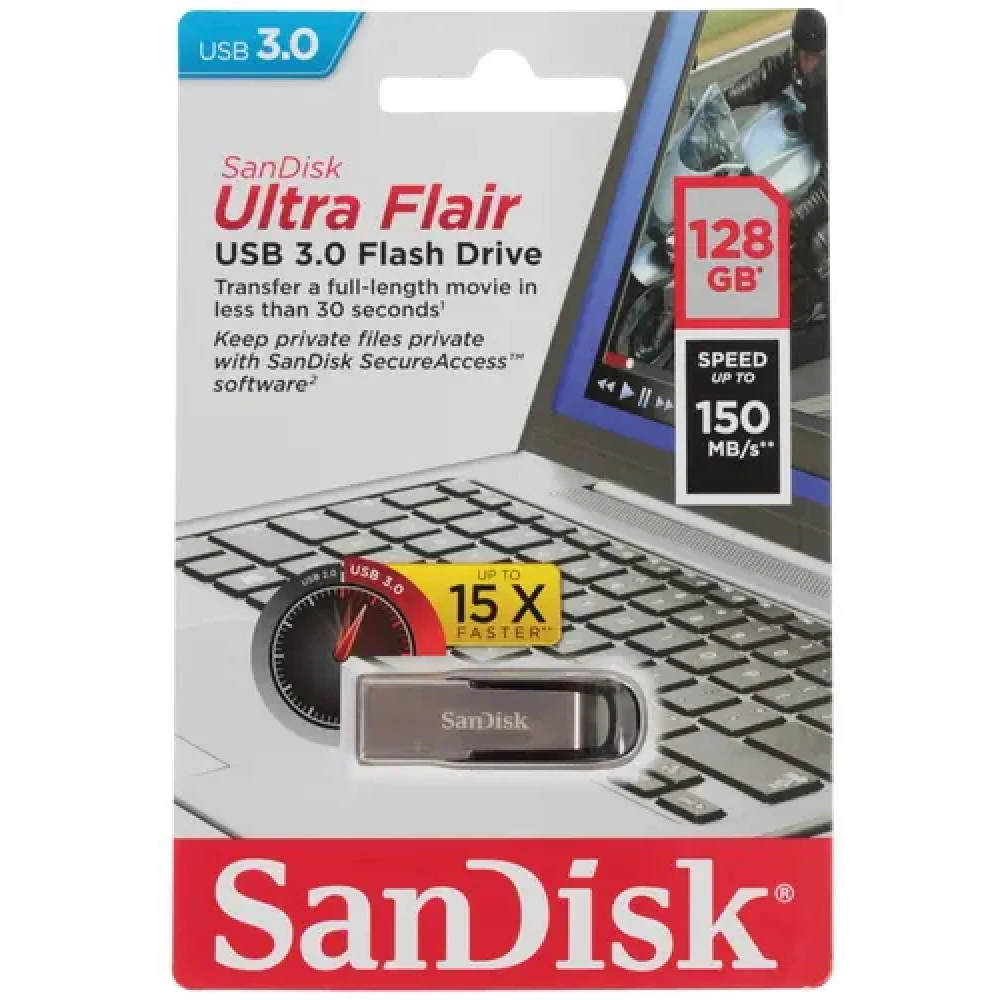 USB-флешка SANDISK Ultra Flair, 128GB, USB 3.0 — 4