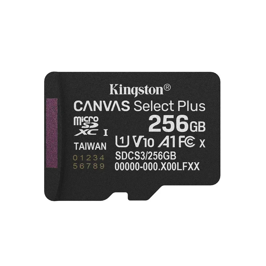 Карта памяти Micro SDXC 256Gb Kingston Canvas Select Plus, Class 10 UHS-I U1, адаптер — 4