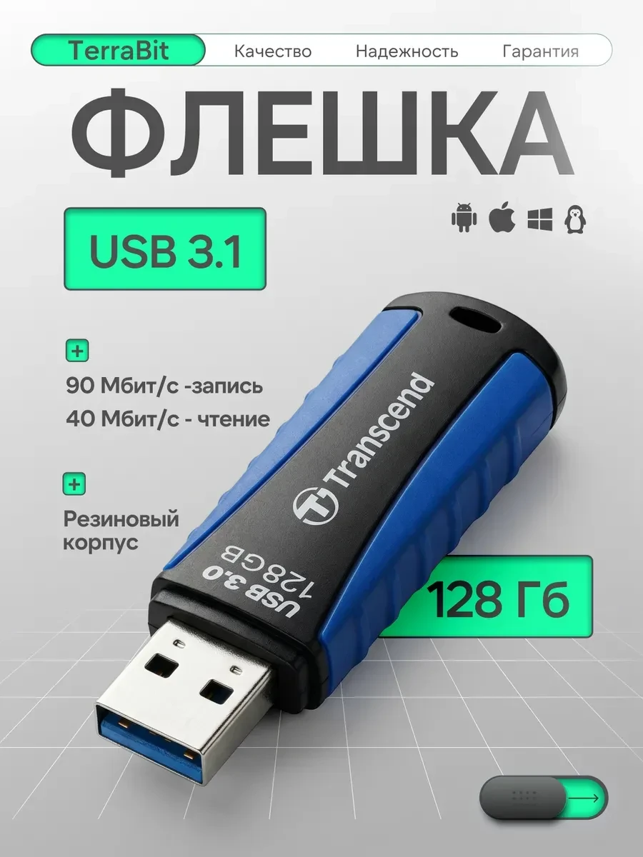 USB Flash Transcend TS128GJF810 128GB чёрный