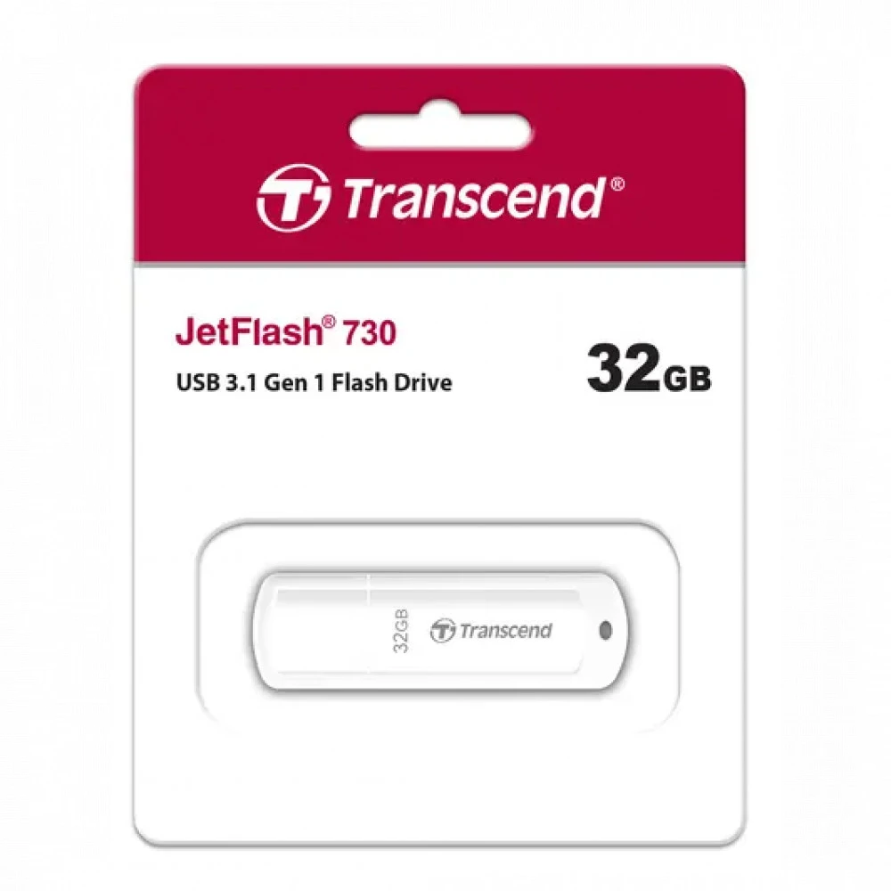 USB 3 Flash Drive 32GB Transcend JetFlash 730, 70/18 Мбайт/с, White