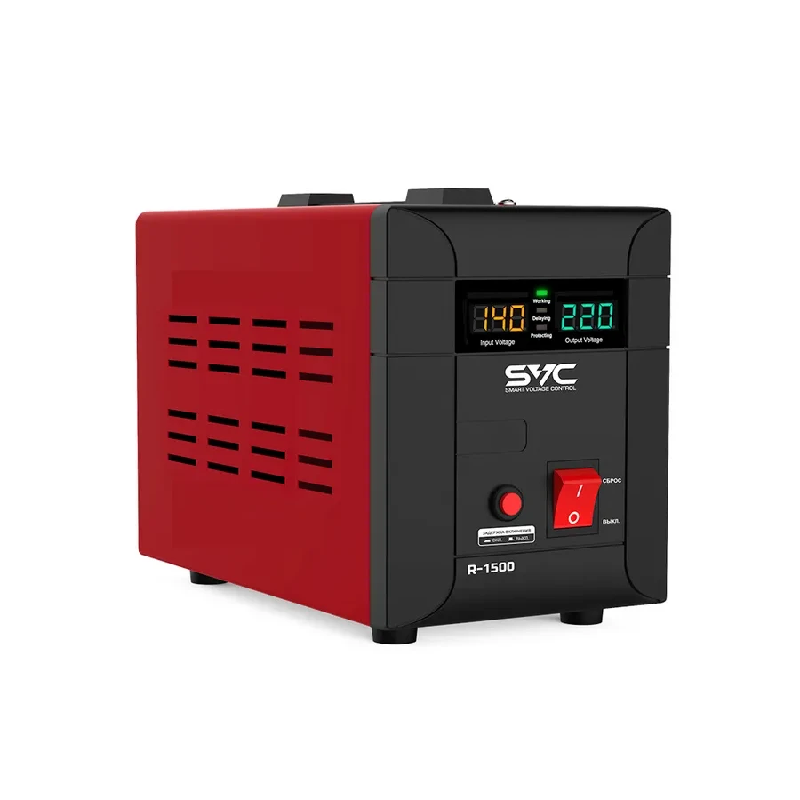 Стабилизатор AVR SVC R-1500 1500ВА/1500Вт, LCD, чёрно-красный