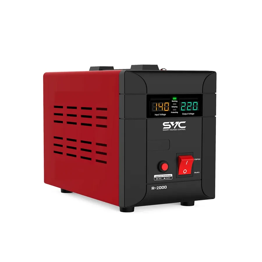 Стабилизатор AVR SVC R-2000 2000ВА/2000Вт, LCD, чёрно-красный