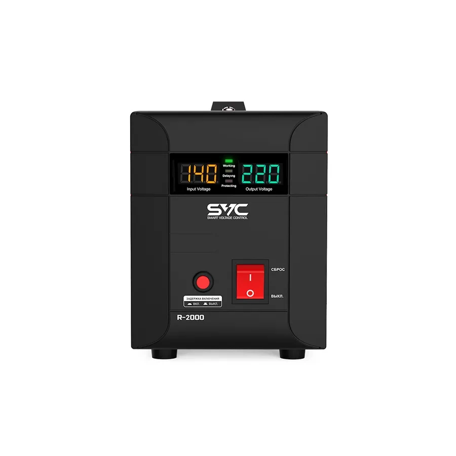 Стабилизатор AVR SVC R-2000 2000ВА/2000Вт, LCD, чёрно-красный — 2