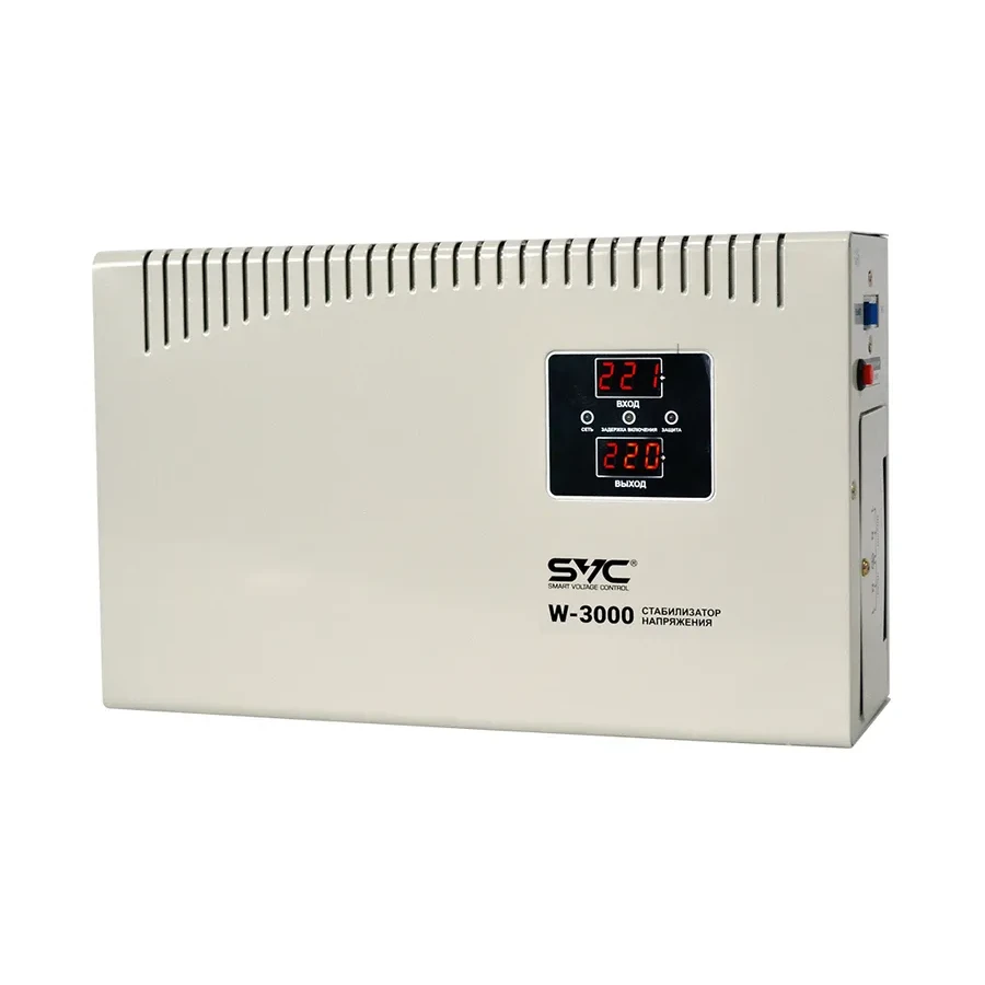 Стабилизатор AVR SVC W-3000 3000ВА/3000Вт, LED, белый