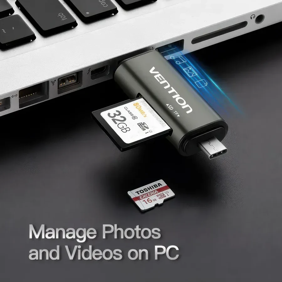 Картридер Vention CCHH0 USB-C/USB SD/TF — 3