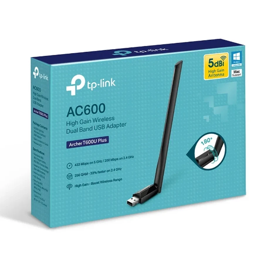Сетевой адаптер беспроводной USB AC600 Tp-Link Archer T600U Plus — 5
