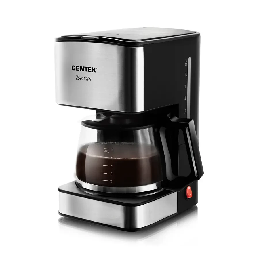 Кофеварка капельная Centek CT-1144, 680 Вт, 800 мл, подогрев, стальной