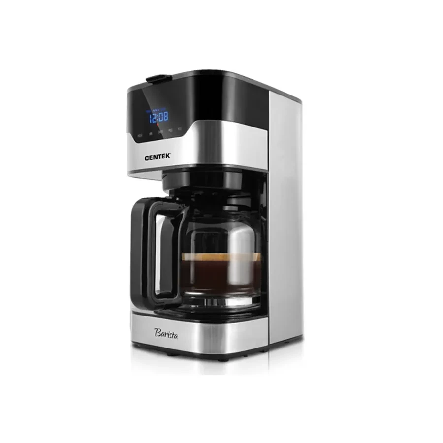 Кофеварка капельная Centek CT-1145, 900 Вт, 1500 мл, 3 уровня крепости, стальной