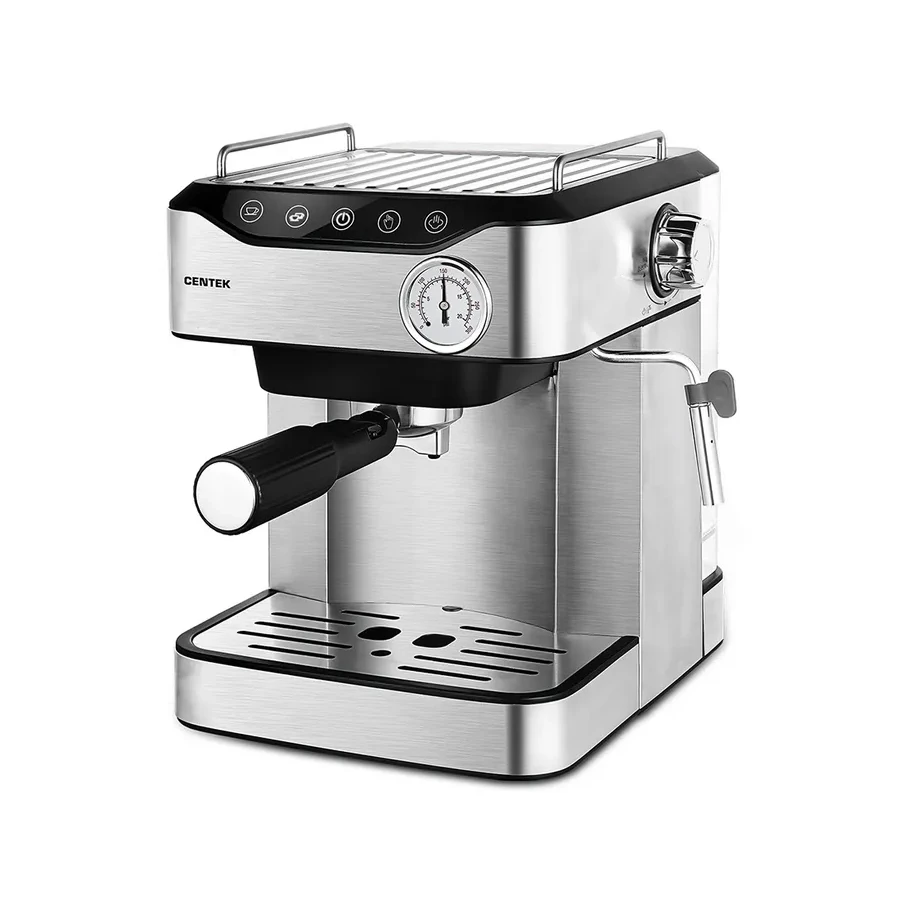 Кофеварка рожковая Centek CT-1166, 850 Вт, 20 бар, 1600 мл, сенсор, стальная
