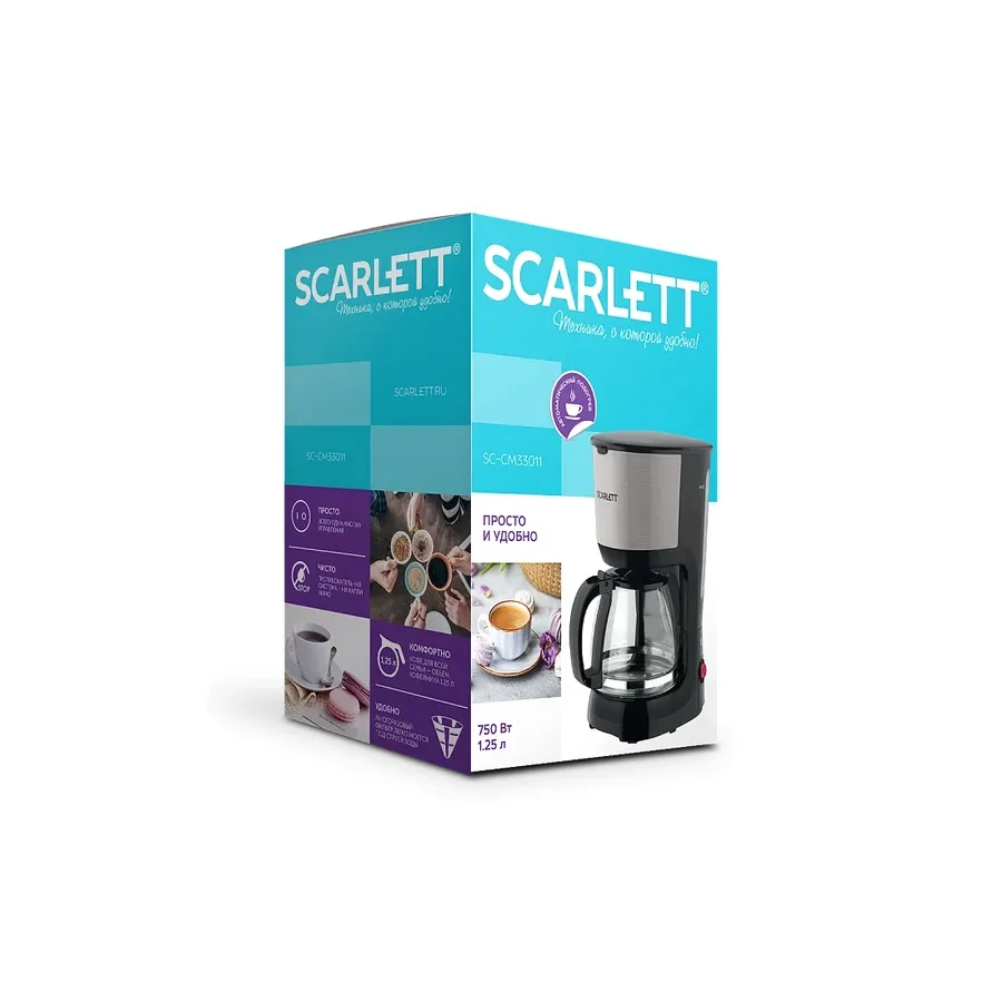 Кофеварка капельная Scarlett SC-CM33011, 750 Вт, 1.25 л, молотый кофе — 2