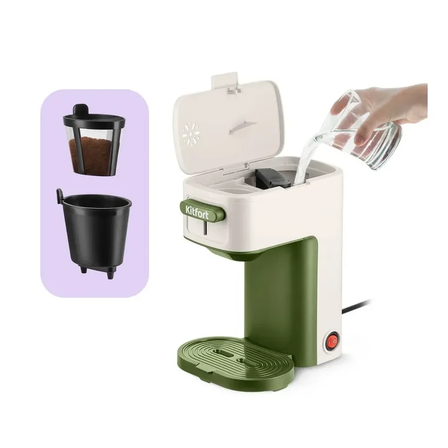 Кофеварка капельная Kitfort КТ-7618, 500W, 250мл резервуар, белая — 2