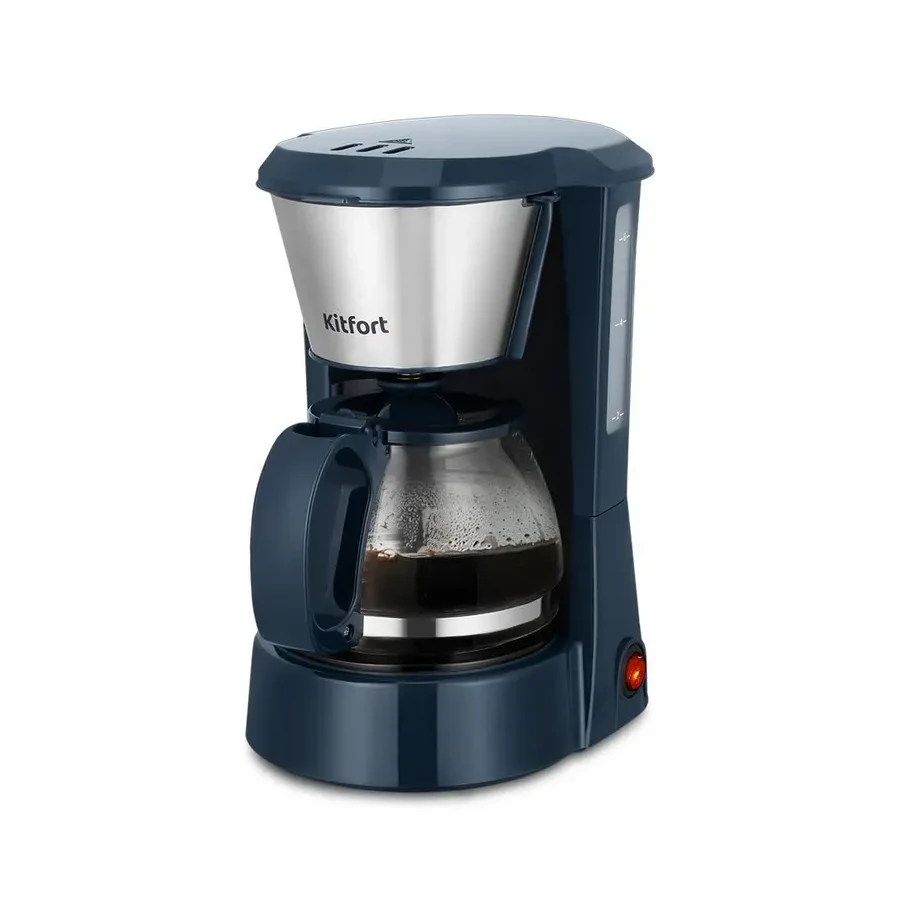 Кофеварка Kitfort КТ-7376, 550-650W, 0.75л резервуар, синяя