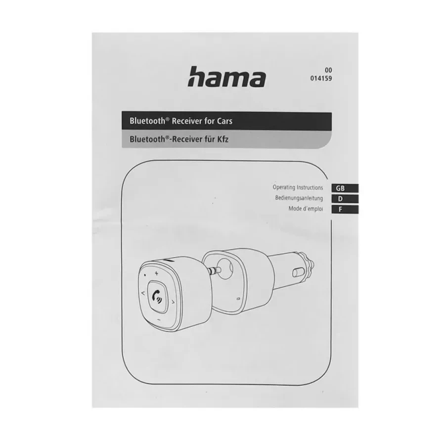 Bluetooth Receiver Hama 00014159, BT4.2, car kit, 3.5" out, Li-on/USB(+car charger), black — 2