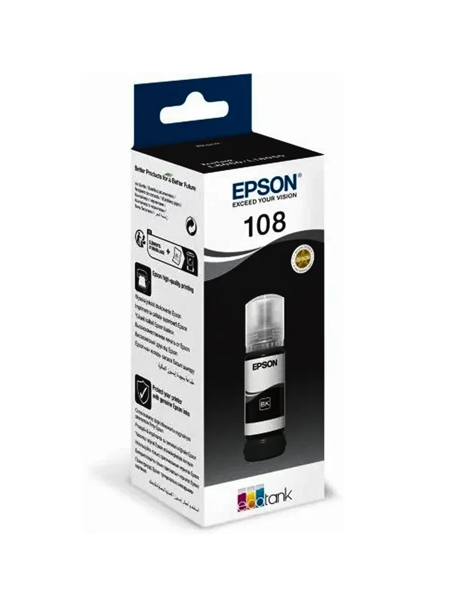 Картридж Epson, C13T09C14A 108 EcoTank, black