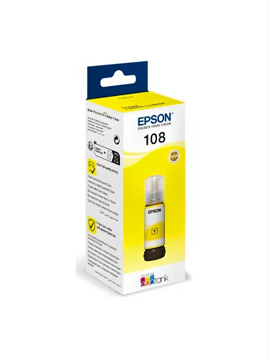 Картридж Epson, C13T09C44A 108 EcoTank, yellow