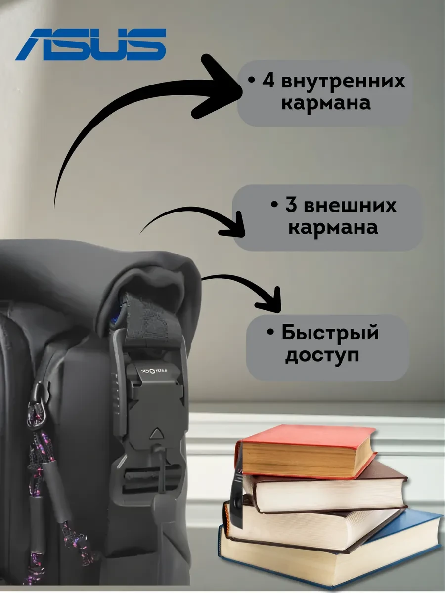 Рюкзак ASUS ROG Slash Backpack 4.0, 17" — 3