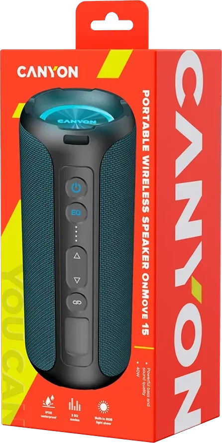 Портативная колонка CANYON OnMove 15, 40W, EQ, TWS, AUX, тёмно-синяя — 5