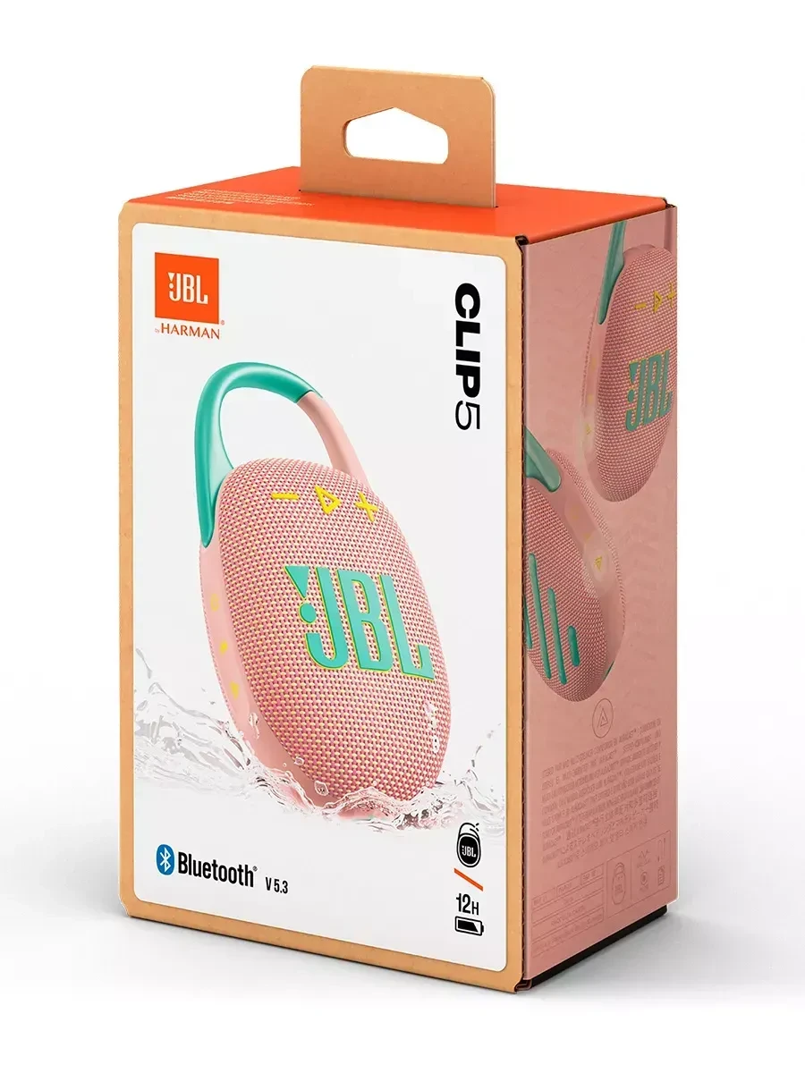 Портативная колонка JBL Clip 5, Bluetooth, карабин, розовая — 4
